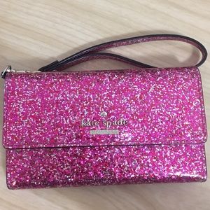 Kate Spade glitter bug wristlet phone case wallet